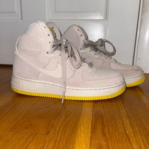 Cream and Yellow Air Force One Nike High Tops